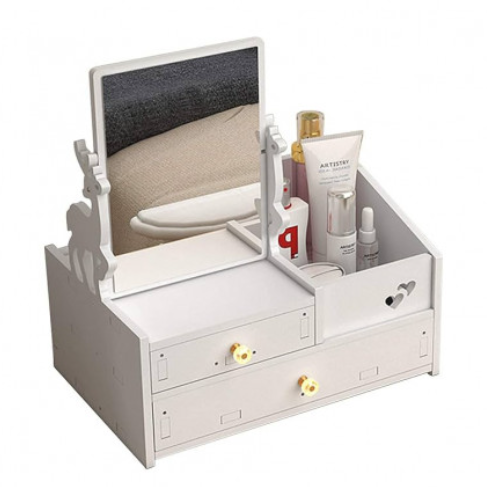 ORGANIZADOR DE MAQUILLAJE CON ESPEJO Y CAJONES