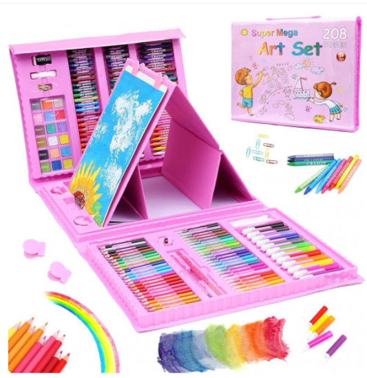 SET DE CRAYONES 208 PCS (ROSA)